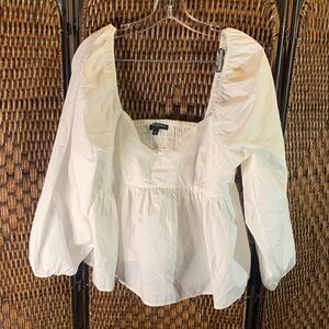 Banana Republic Factory White Peasant Top Size L